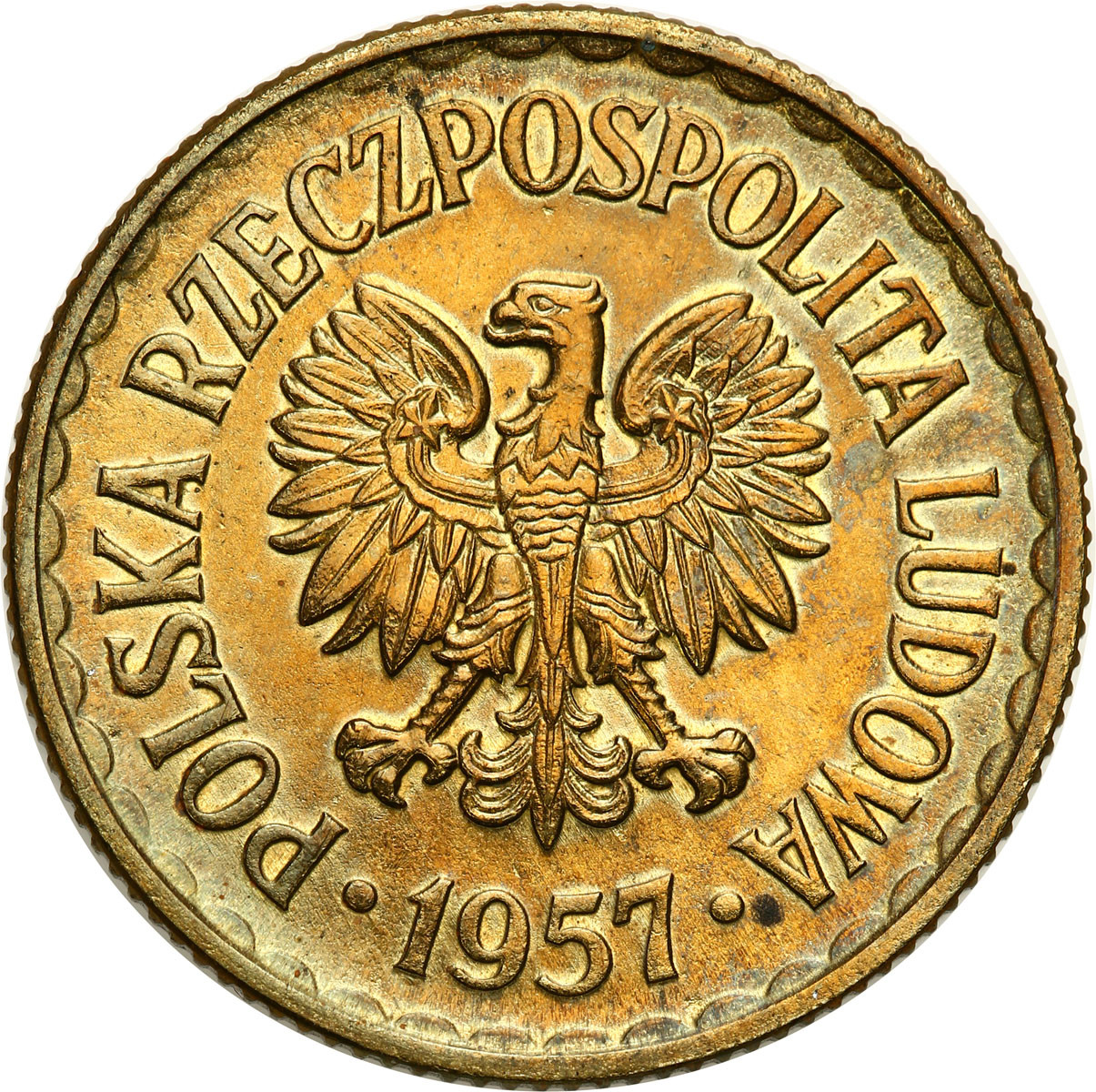PRÓBA mosiądz 1 złoty 1957 NAKŁAD 100 sztuk